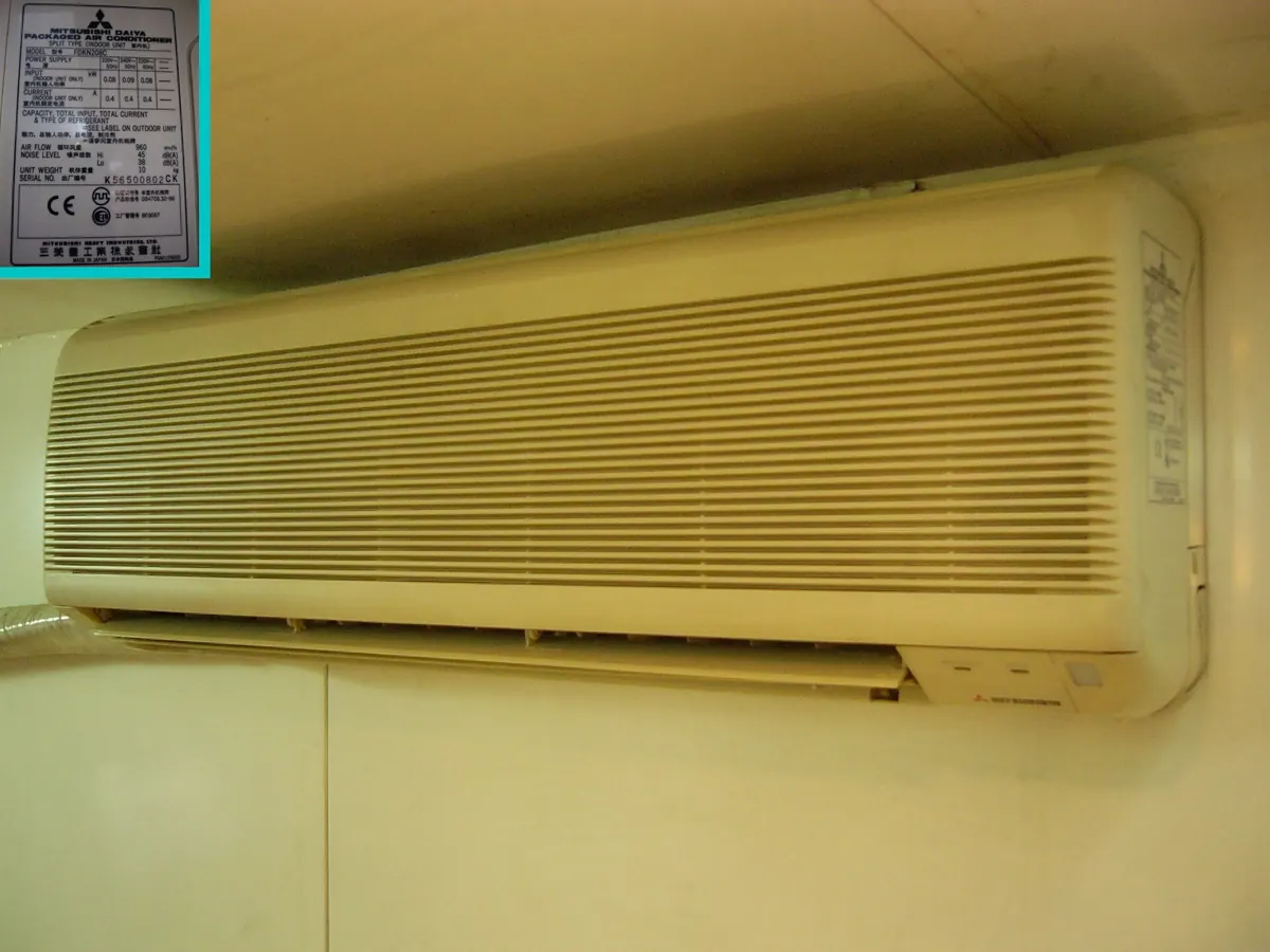 Wall-mounted split AC unit after servicing